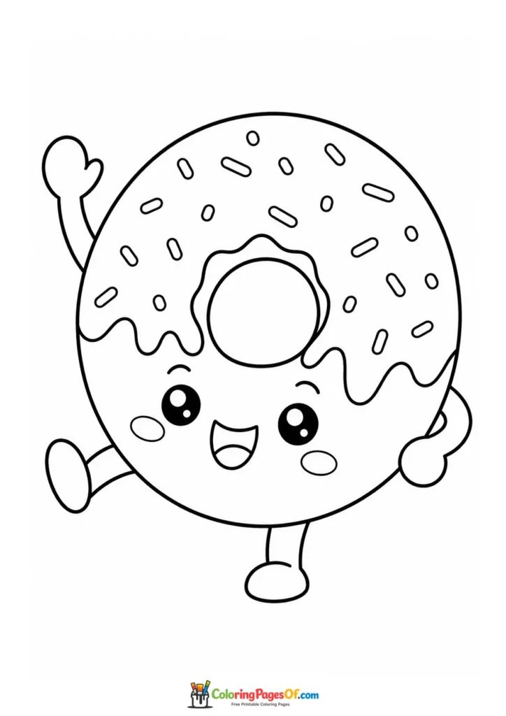 Kawaii Donut Dancing coloring page