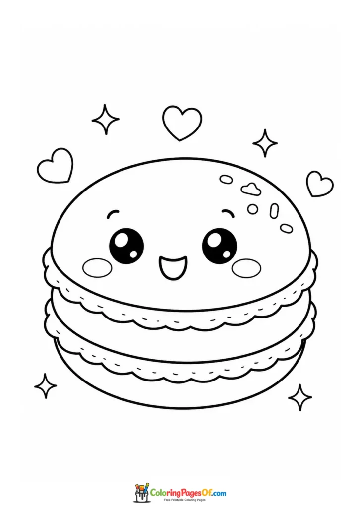 Kawaii Macaron coloring page