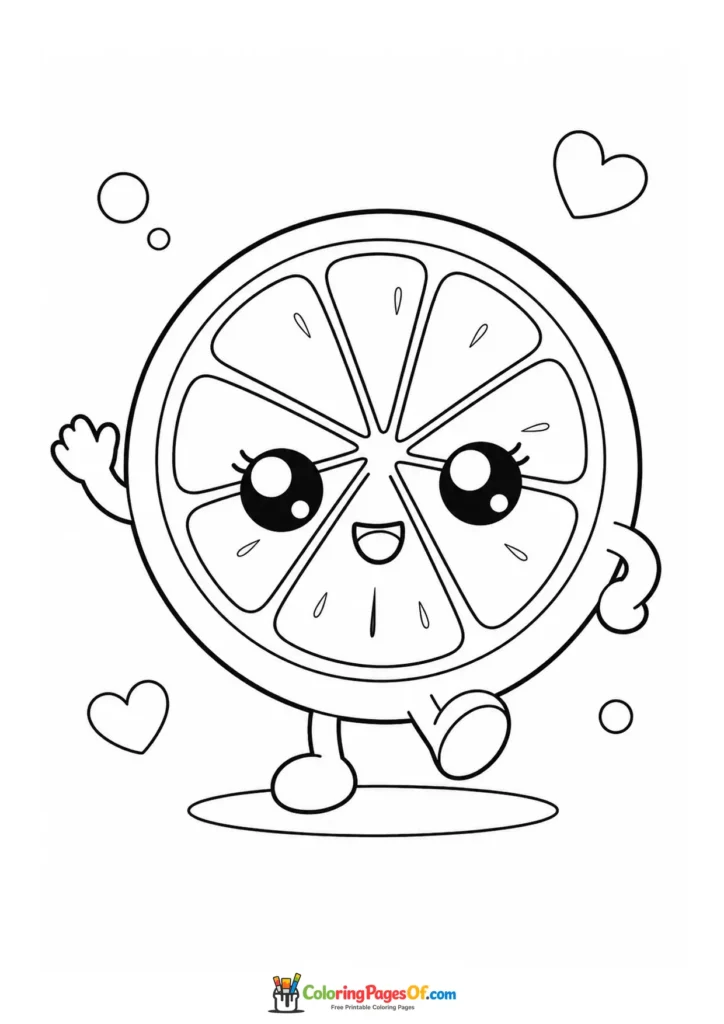 Kawaii Orange Slice coloring page