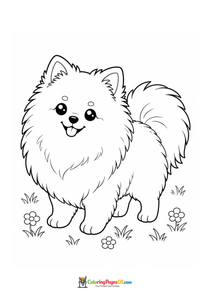 Kawaii Pomeranian coloring page
