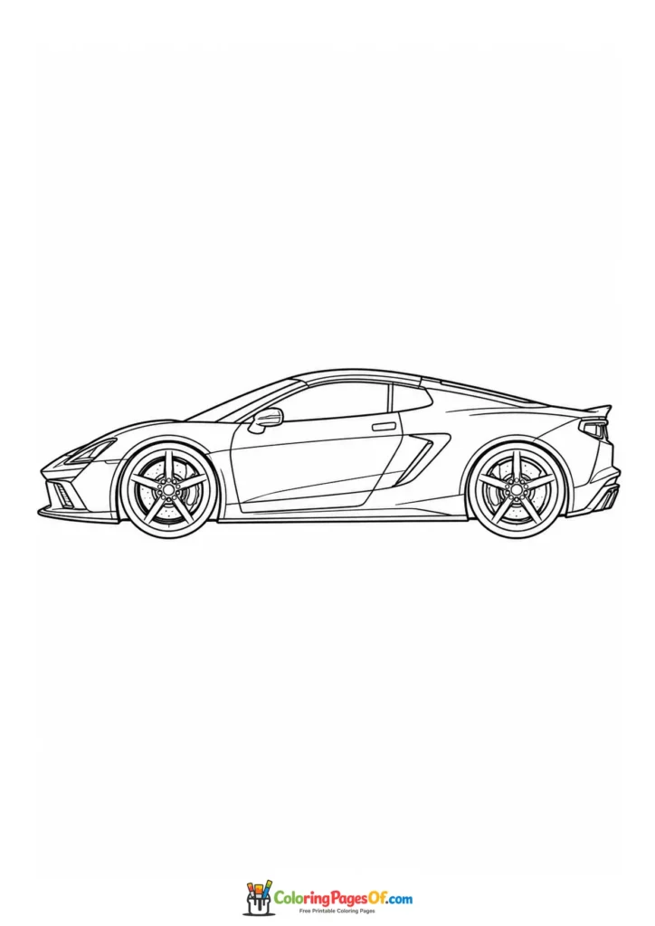 Printable low wedge supercar side view coloring picture