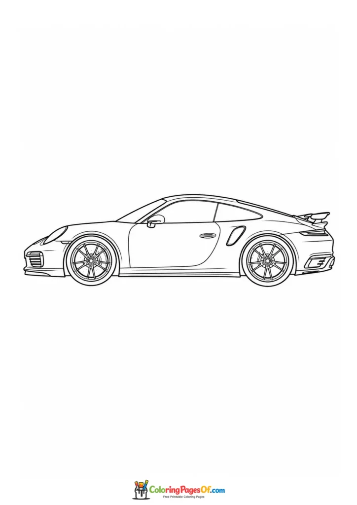 Printable luxury sports coupe side view coloring picture