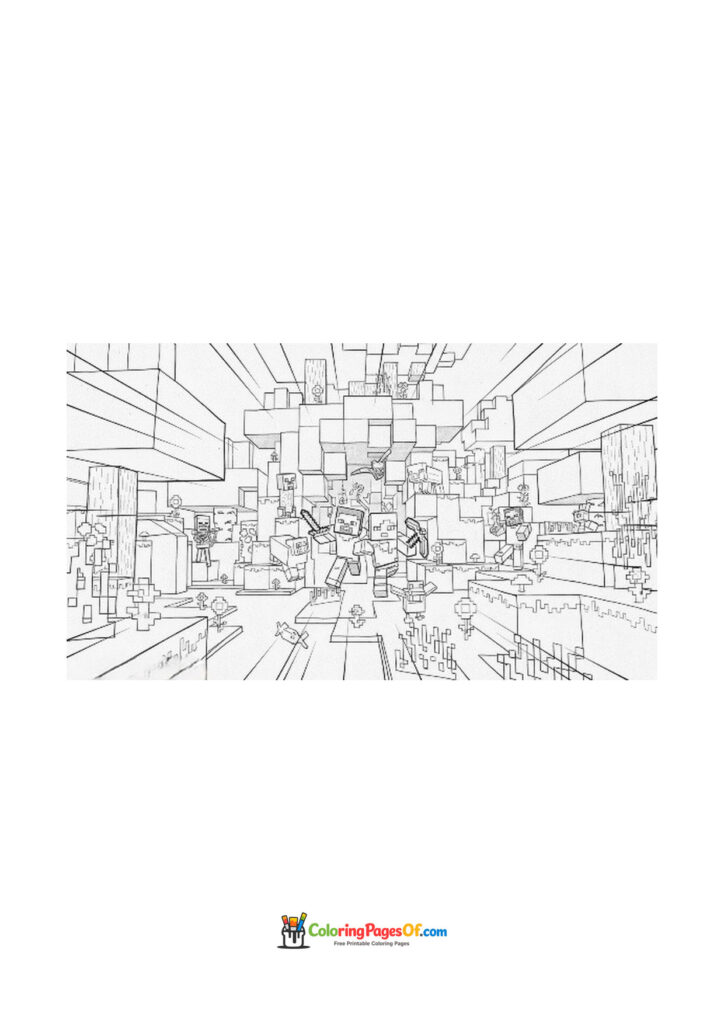 Minecraft characters run through a large underground city.