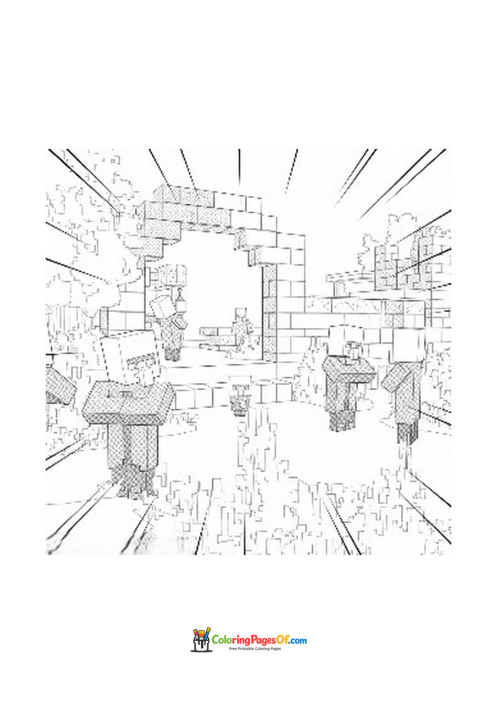 Minecraft characters stand on a high stone bridge above a deep ravine.