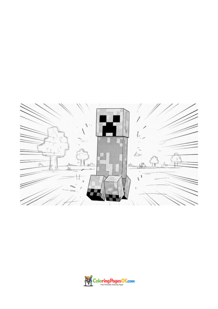 A Minecraft Creeper stands alone in an open grassy landscape.