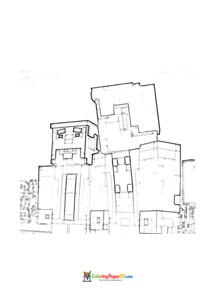 A Minecraft Iron Golem stands beside a Villager.