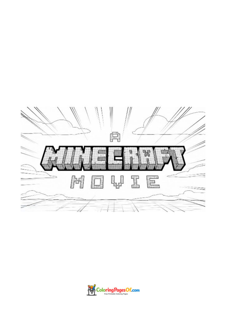The Minecraft Movie logo appears in block lettering with clouds in the background.