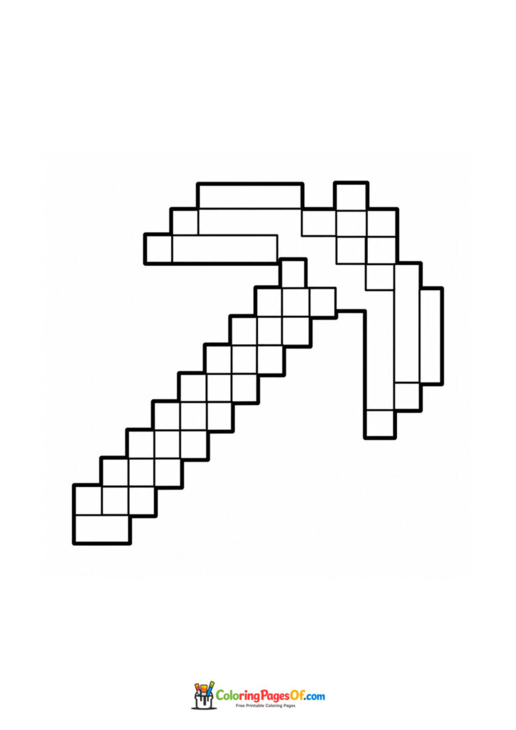 A large pixel-style Minecraft pickaxe with a blocky handle.