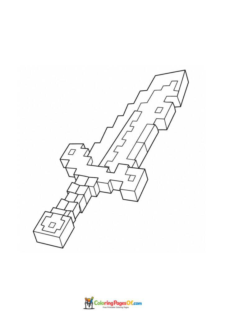 A large pixel-style Minecraft sword with a blocky handle.