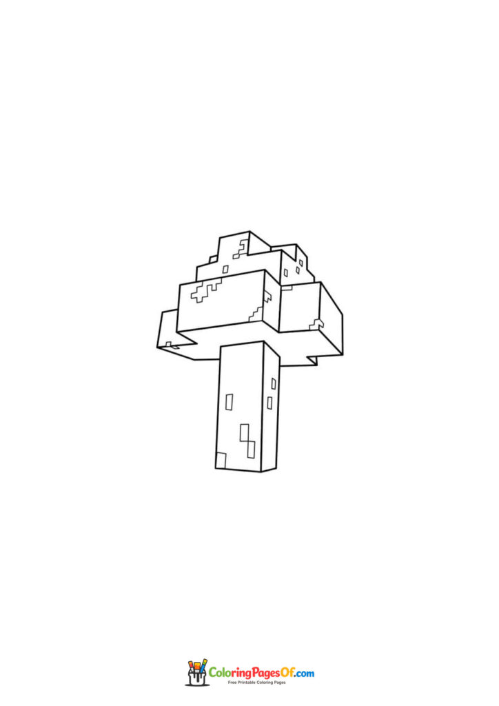 A blocky Minecraft tree with a square trunk and leafy canopy.