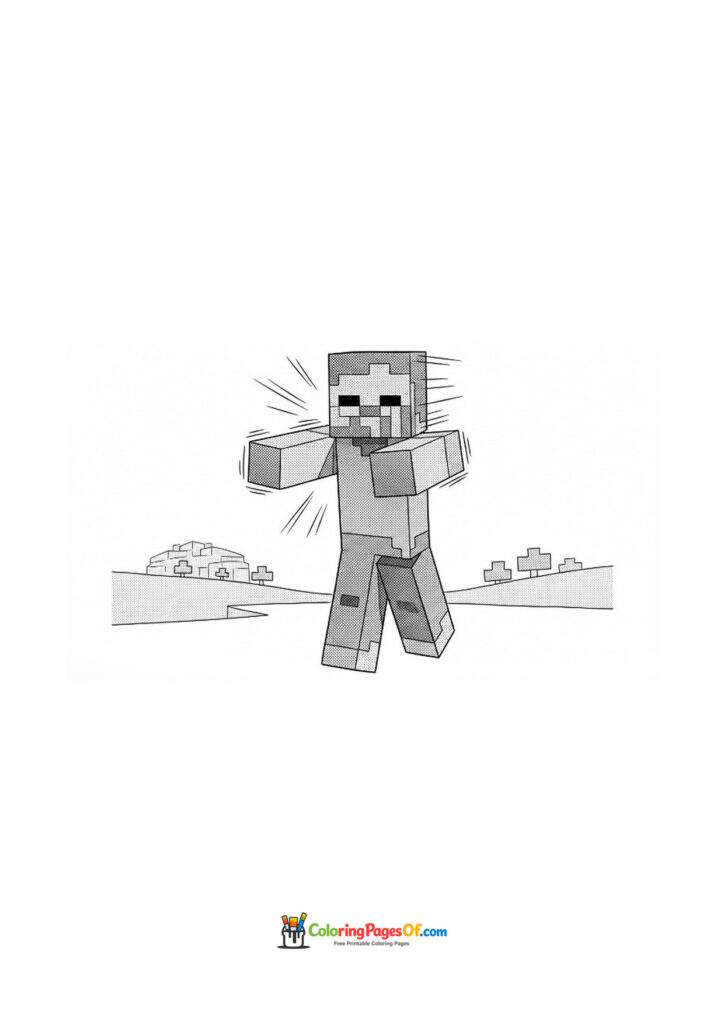 A Minecraft Zombie walks forward with its arms stretched out.