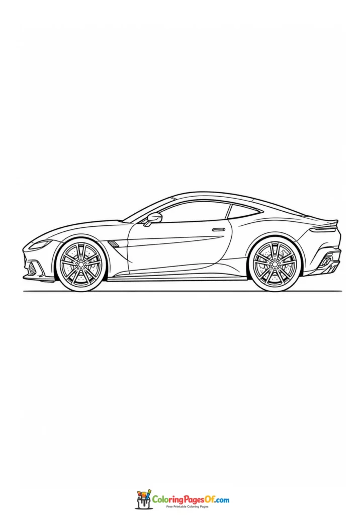 Modern performance coupe side view coloring page