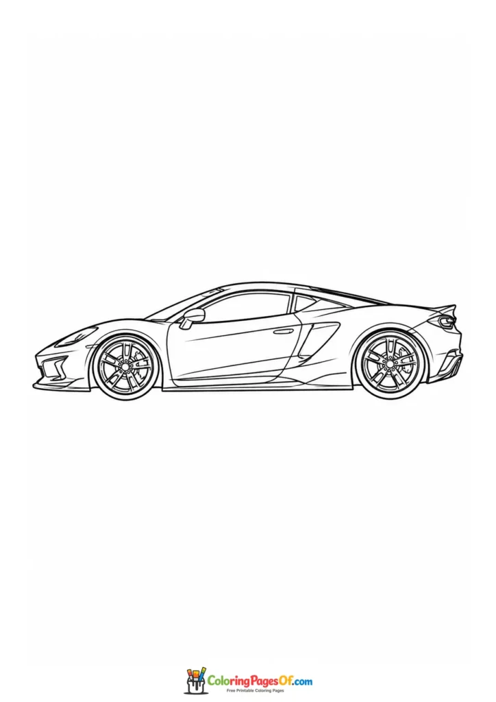 Modern supercar side profile coloring page