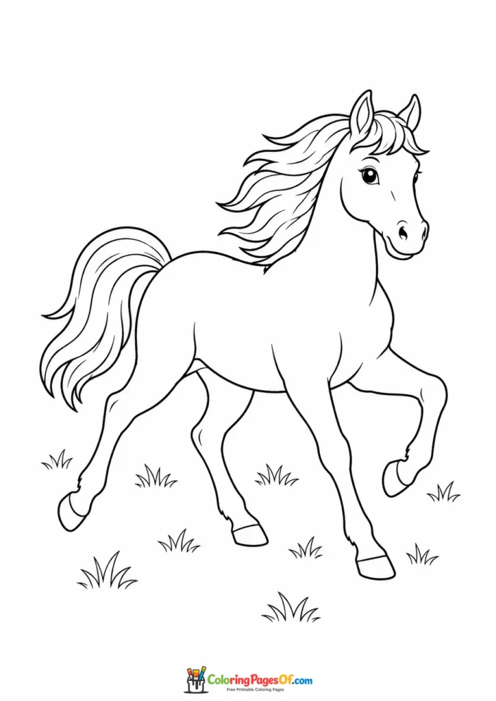 Playful horse running coloring page