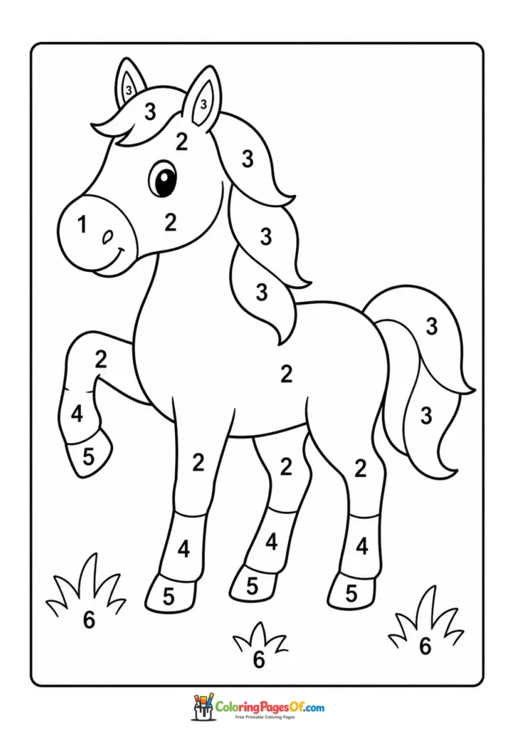 Prancing horse color by number
