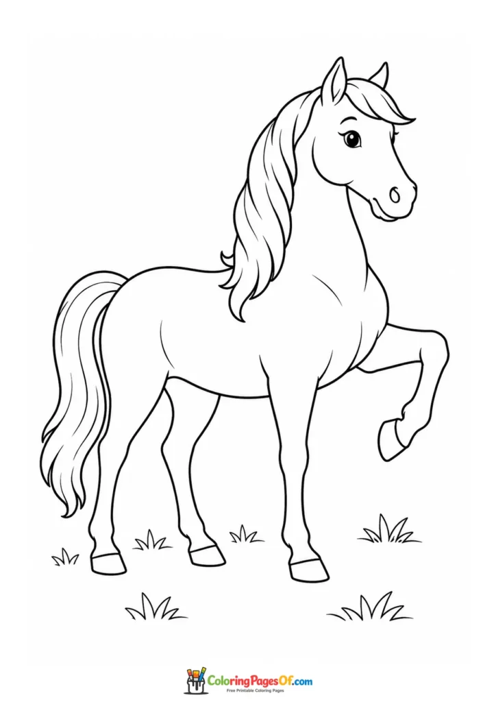 Prancing pony with raised foreleg coloring page