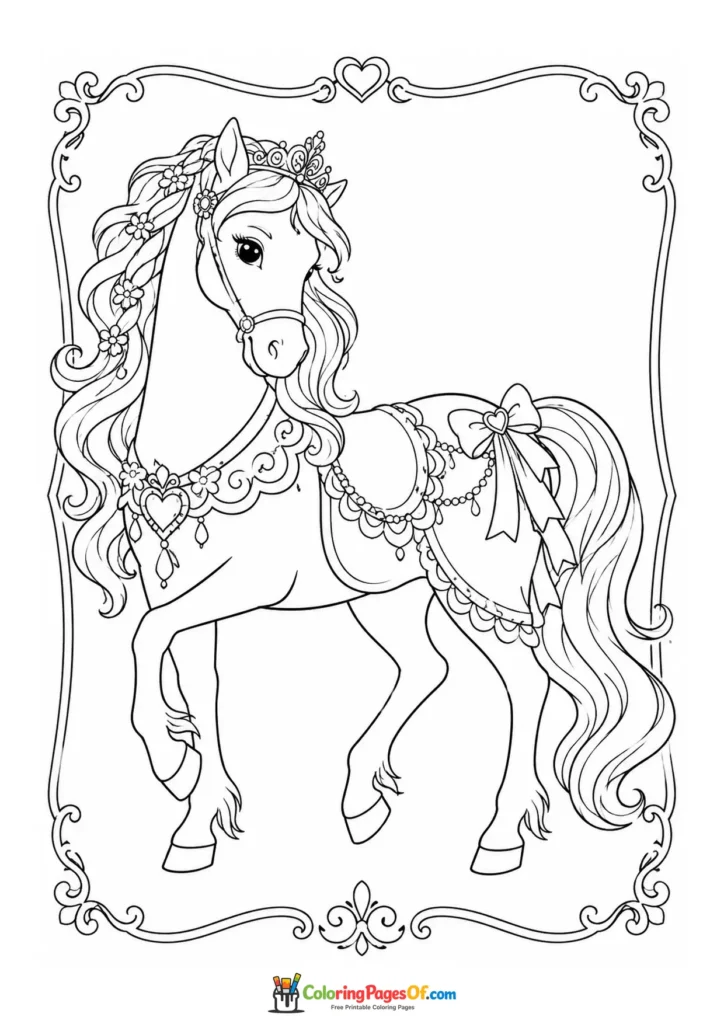 Princess-style horse coloring page