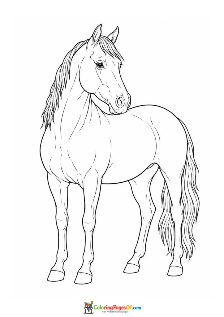 Proud realistic horse coloring page