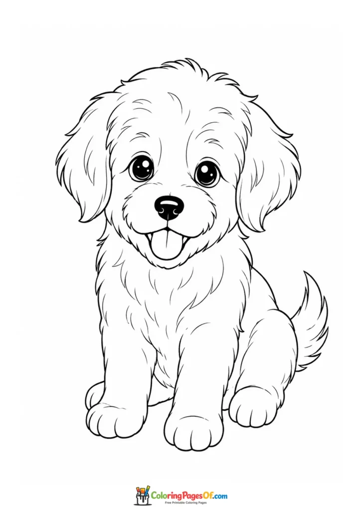 Realistic Kawaii Fluffy Puppy coloring page