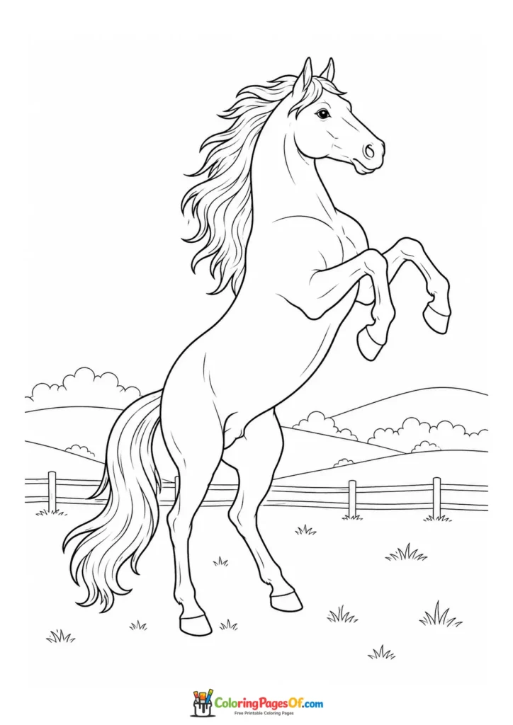 Rearing horse for kids coloring page