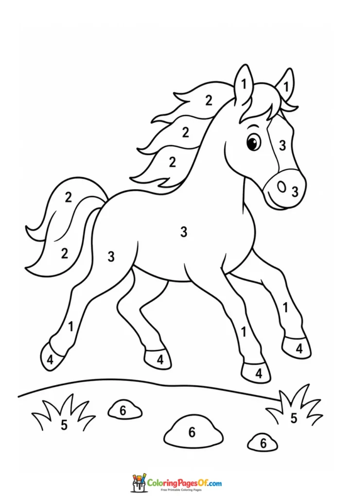 Running horse color by number