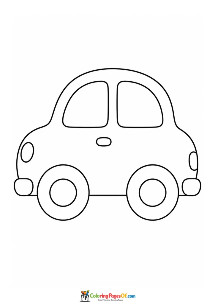 Simple preschool car outline coloring page
