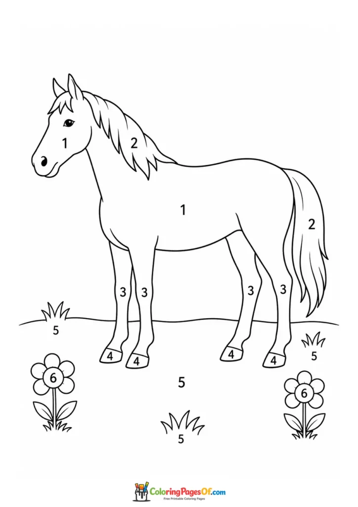 Standing horse realistic color by number