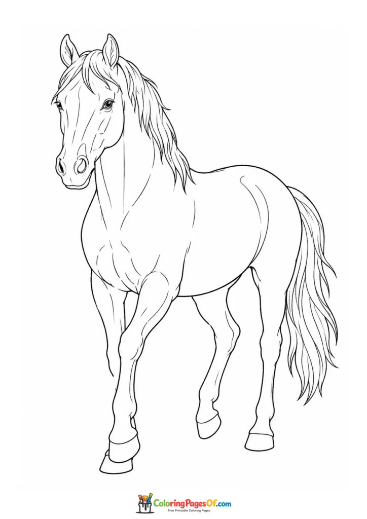 Trotting horse side view coloring page