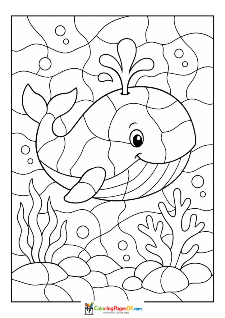 Whale Underwater color by number coloring page
